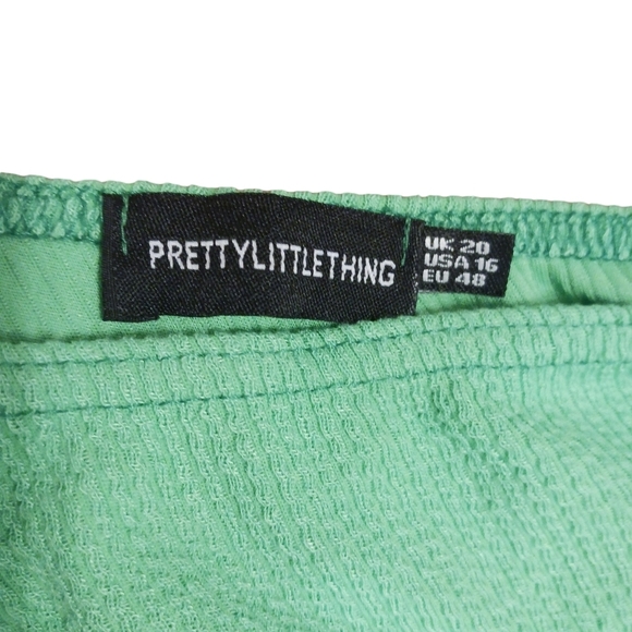 Pretty Little Thing Kelly Green One Arm Dress Ladies Plus Size 16 Cruise Y2K - Picture 3 of 5